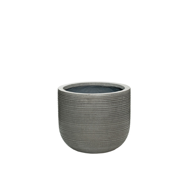 Ridged, Dark Grey Pot